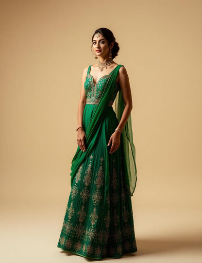 BEIGE EMBROIDERED SAREE